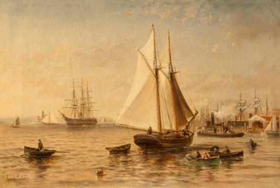 New York Harbor, 1889 Artwork by Granville Perkins