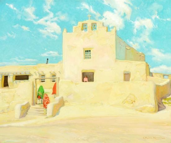 Laguna Pueblo Mission Artwork by E. Martin Hennings