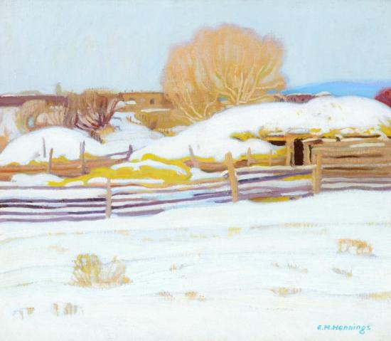 Winter In Taos Artwork by E. Martin Hennings