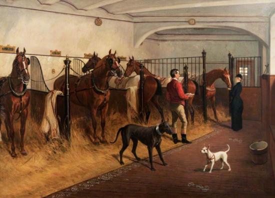 Horses In A Stable, 1887 Artwork by Edouard Frederic Wilhelm Richter