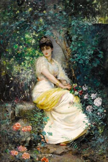 In The Garden Artwork by Edouard Frederic Wilhelm Richter