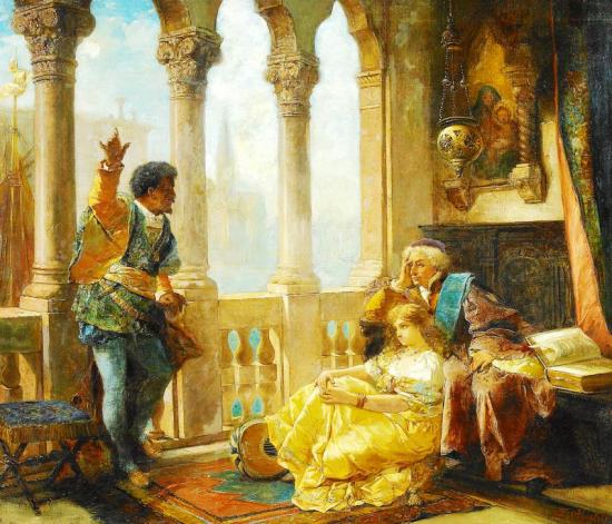 Othello Relating His Adventures To Desdemona Artwork by Edouard Frederic Wilhelm Richter