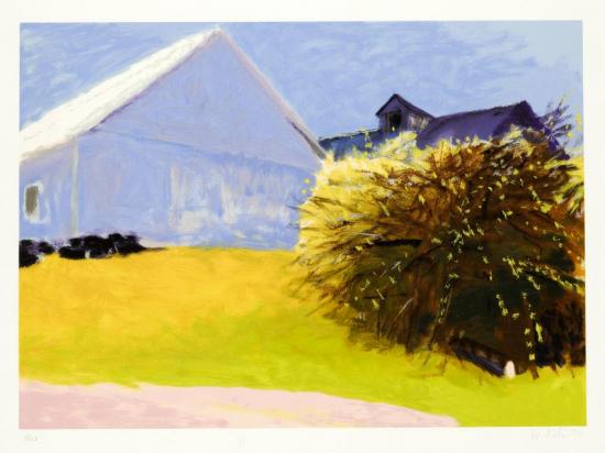 Barn And Forsythia Iii Artwork by Wolf Kahn