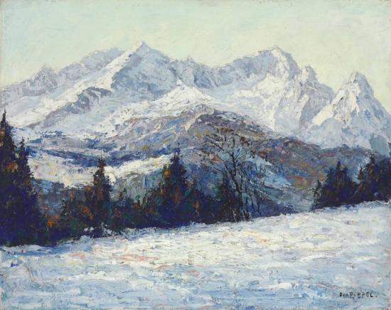 Winter Morning In The Wetterstein Mountains Artwork by Otto Pippel