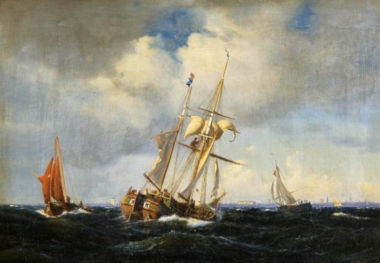 Shipping In Heavy Seas Artwork by Carl Johann Neumann