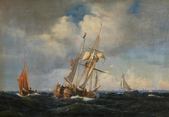 Shipping Off The Coast At Copenhagen Artwork by Carl Johann Neumann