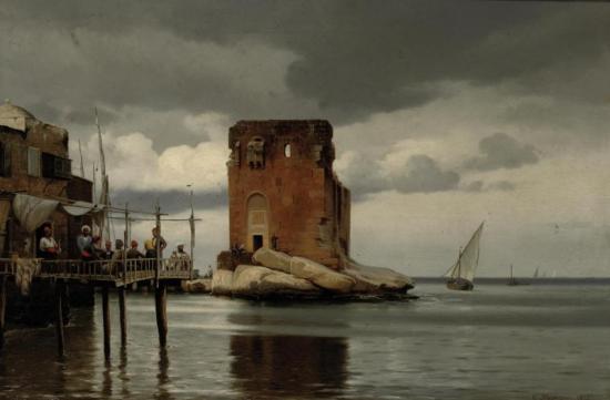 Ved Tolboden I Beyroeth: Scene Of A Harbour With A Toll Port, Beirut, 1875 Artwork by Carl Johann Neumann