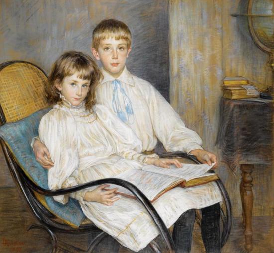 Enfants Assis, 1892 Artwork by Marie Louise Catherine Breslau