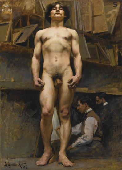 Academic Nude In The Academie Julian, 1896 Artwork by Joseph Christian Leyendecker