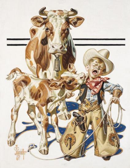 Little Cowboy Takes A Licking, 1938 Artwork by Joseph Christian Leyendecker