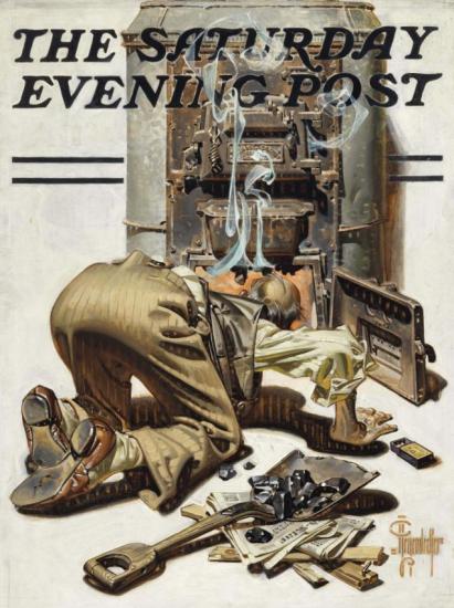 Stoking The Furnace, 1938 Artwork by Joseph Christian Leyendecker