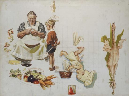 Study For Trimming The Pie, 1935 Artwork by Joseph Christian Leyendecker