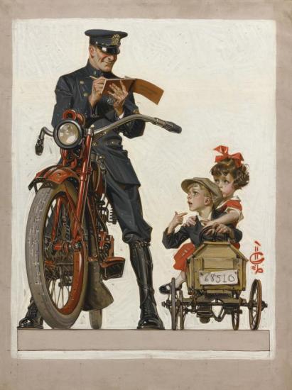 Traffic Stop, 1922 Artwork by Joseph Christian Leyendecker