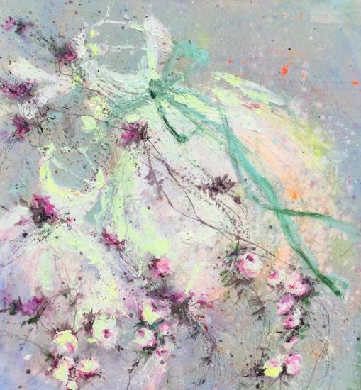 Robe Blanche Et Ruban Vert, 2018 Artwork by Laurence Amélie