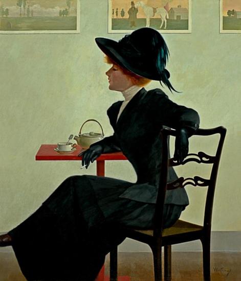 A Cup Of Tea, A Cigarette, And She, C. 1908 Artwork by Harry Watrous