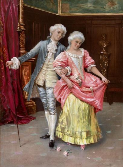 Young Rococo Couple In Magnificent Interiors, 1930 Artwork by Federico Andreotti