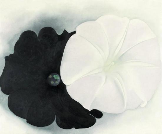 Black Petunia And White Morning Glory I Artwork by Georgia O'keeffe