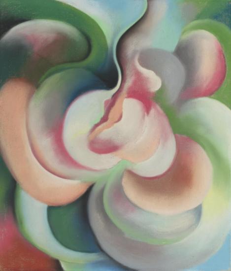 Pink And Green (pink Pastelle) Artwork by Georgia O'keeffe
