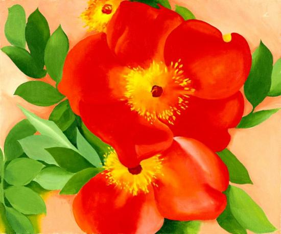 Two Austrian Copper Roses Iii Artwork by Georgia O'keeffe