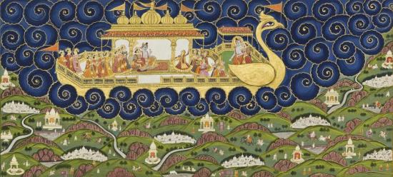 Shiva On His Vimana (aircraft) With Himalaya, Folio 53 From The Shiva Rahasya, 1827 Artwork by Collections