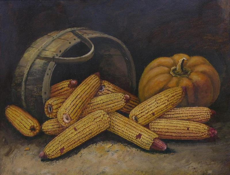Still Life With Corn And Pumpkin Artwork by Alfred Montgomery