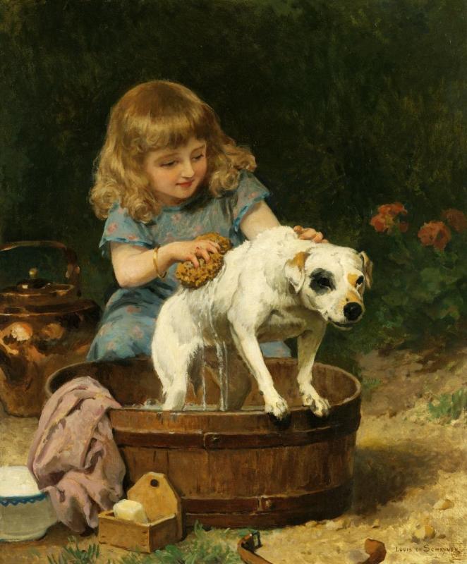 Bath Day Artwork by Louis Marie De Schryver