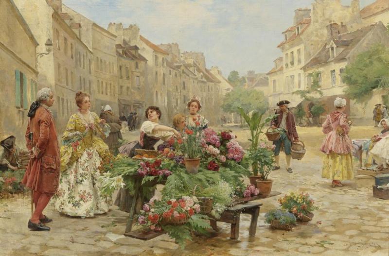 Un Marché Au Xviiiè Siècle, 1900 Artwork by Louis Marie De Schryver