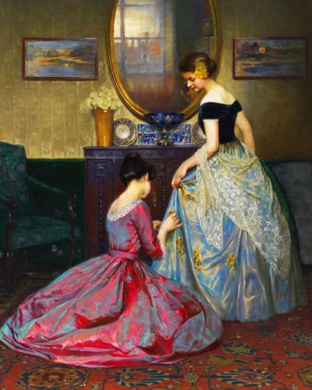 Preparing For The Ball, 1900 Artwork by Viktor Schramm