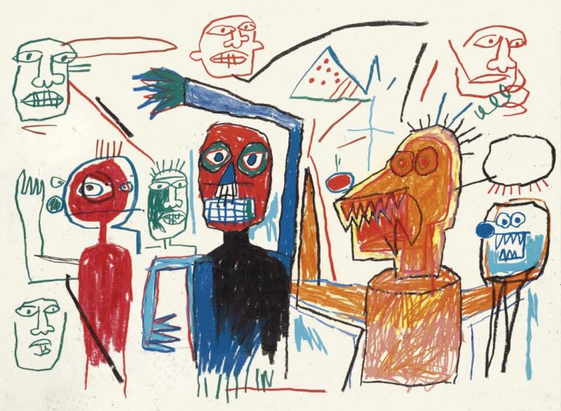 Many Figures Artwork by Jean Michel Basquiat