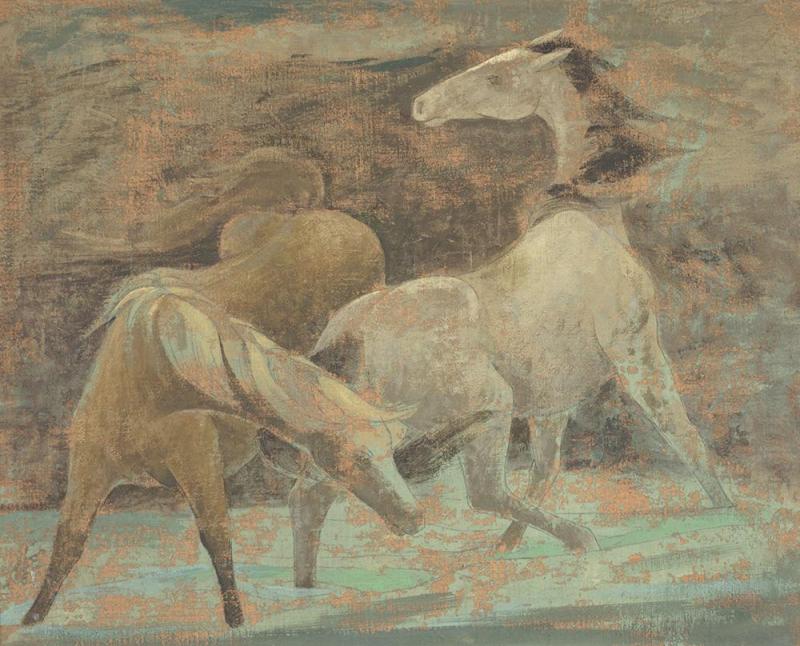 Two Horses In A Storm, 1932 Artwork by Frank Mechau