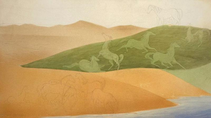 Ghost Horses In South Park, 1944 Artwork by Frank Mechau