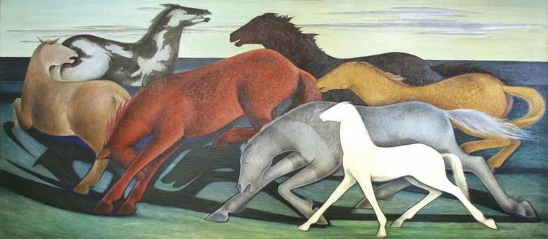 Horses At Night, 1934 Artwork by Frank Mechau