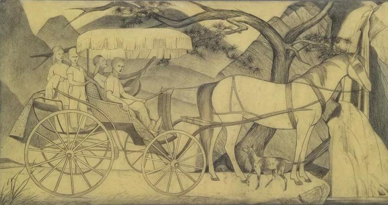 Redstone Balladeers (children In The Surrey), 1944 Artwork by Frank Mechau