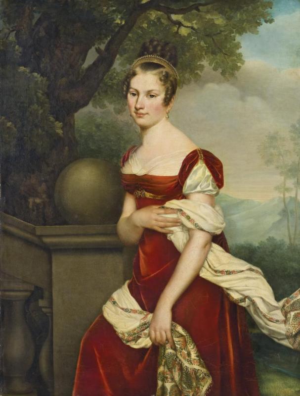 Portrait D'aglaé-constance Boudard En Robe De Velours Rouge, 1815 Artwork by Adèle Romany