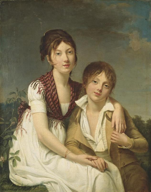 Portrait D'amélie-justine Et De Charles-edouard Pontois, 1800 Artwork by Adèle Romany