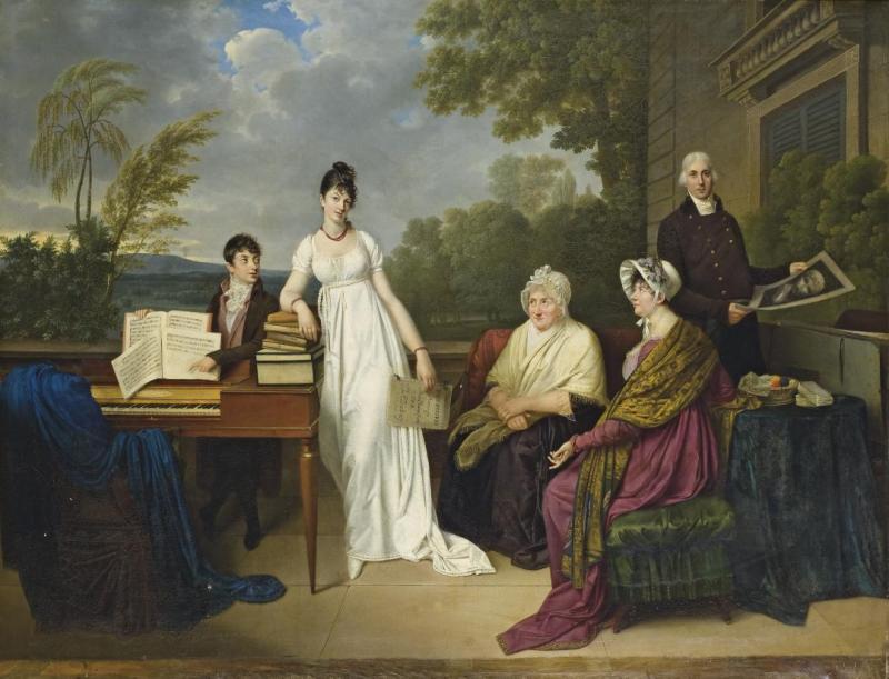 Portrait De La Famille De L'artiste Posant Devant Le Château De Juilly, 1804 Artwork by Adèle Romany