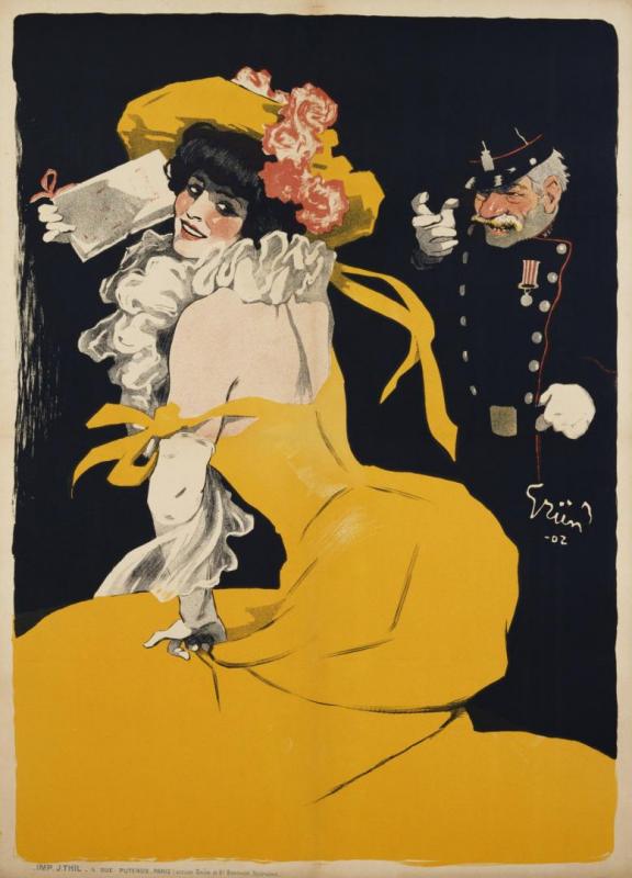 Poster Of A Woman In A Yellow Dress, 1902 Artwork by Jules-Alexandre Grun