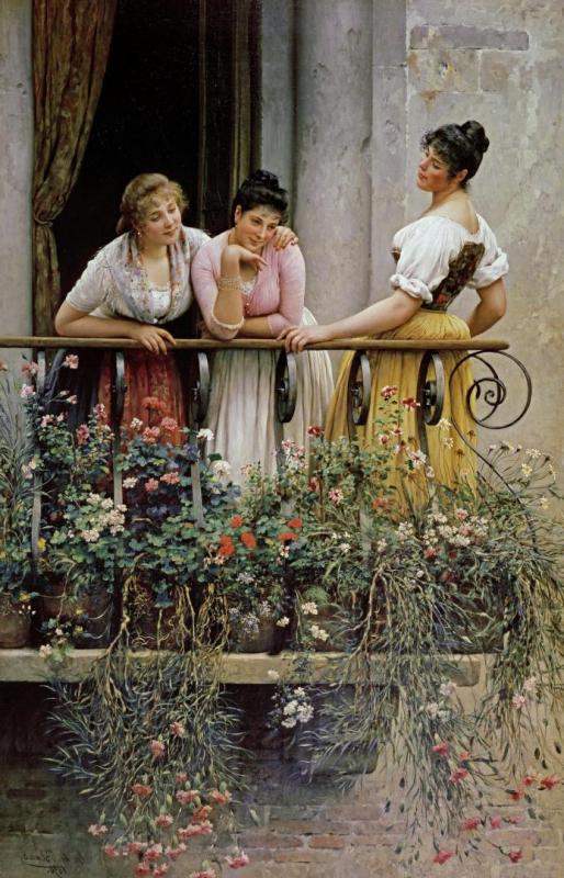 The Balcony Artwork by Eugen Von Blaas