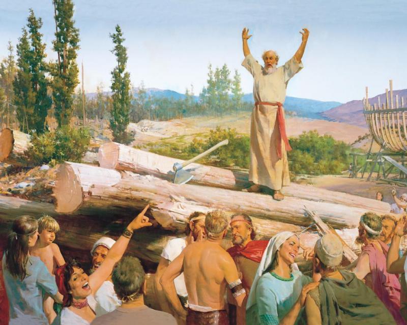 Building The Ark, Noah's Preaching Scorned Artwork by Harry Anderson