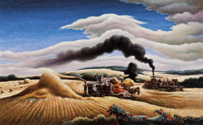 Threshing Wheat, 1938-1939 Artwork by Thomas Hart Benton