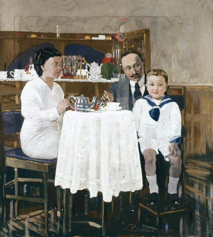 La Famiglia Consolaro Girelli O Il The, 1916 Artwork by Felice Casorati