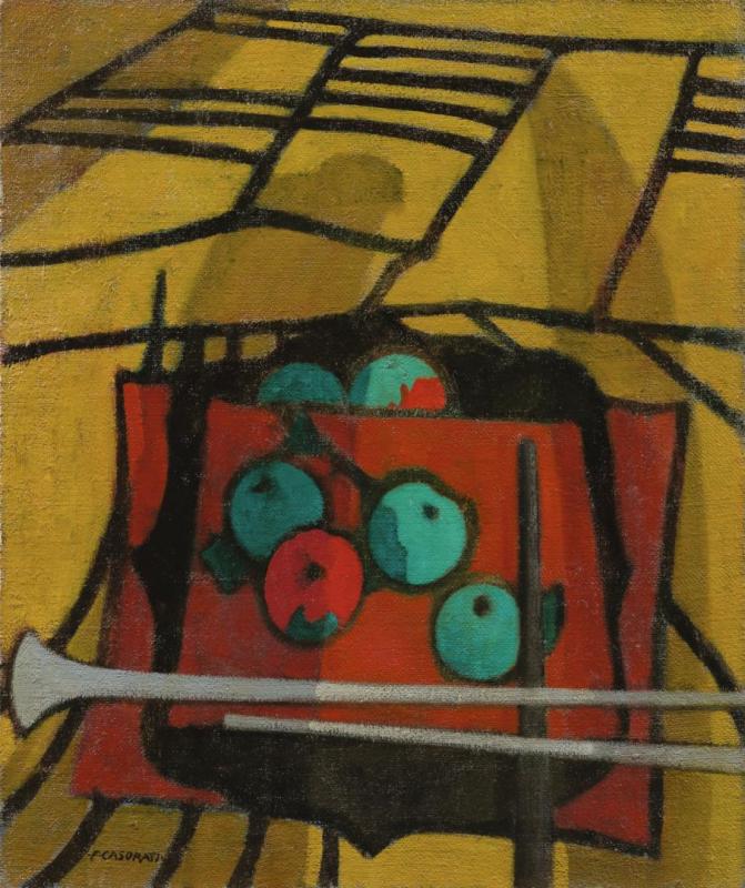 Nature Morte (pommes Et FlÛtes), 1954 Artwork by Felice Casorati