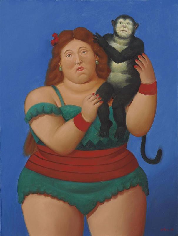 Circus Performer With Monkey, 2007 Artwork by Fernando Botero