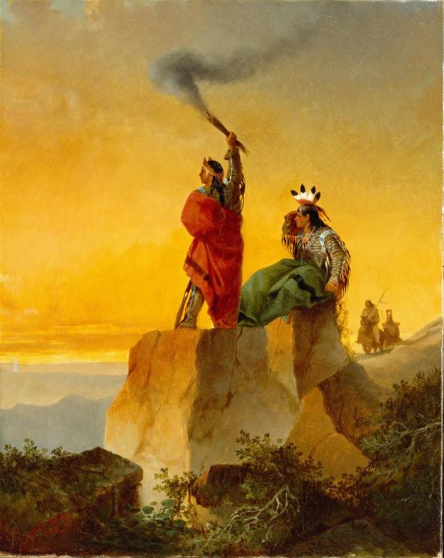 Indian Telegraph, 1860 Artwork by John Mix Stanley