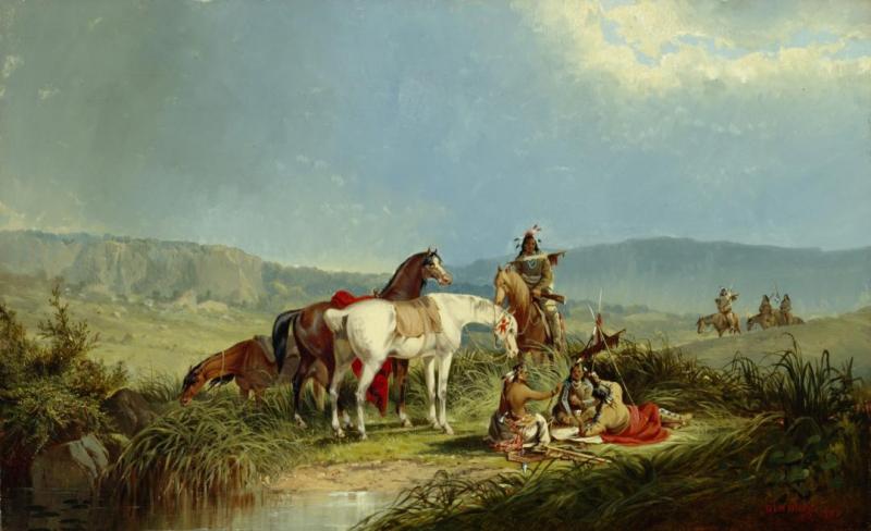 Indians Playing Cards, 1866 Artwork by John Mix Stanley