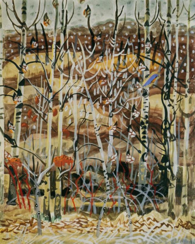 Bluebird And Cottonwoods (the Birches), 1917 Artwork by Charles Burchfield