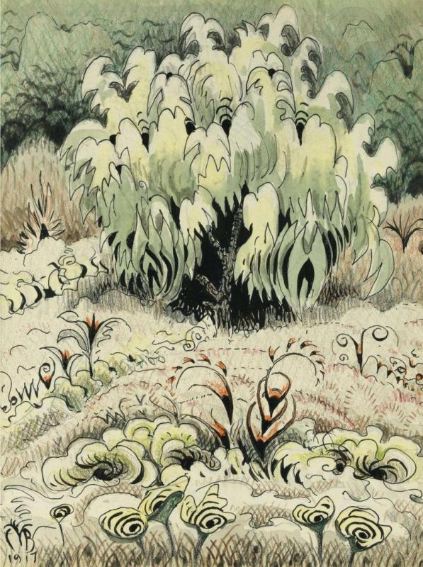 Insect Bush, 1917 Artwork by Charles Burchfield