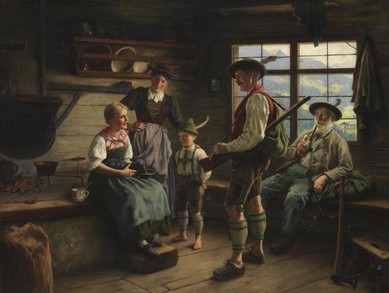 The Hunter's Rest On The Mountain, 1919 Artwork by Emil Rau