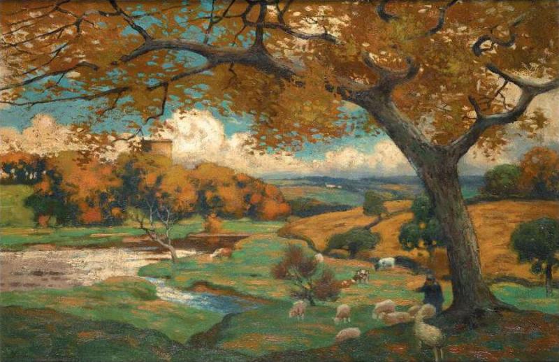 Autumn Landscape Artwork by Thomas Corsan Morton
