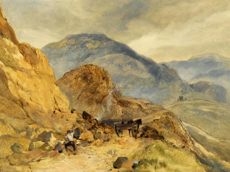 A Highland Landscape With A Stone Breaker In The Foreground, Possibly At The Pass Of Glen Coe Artwork by Edwin Henry Landseer